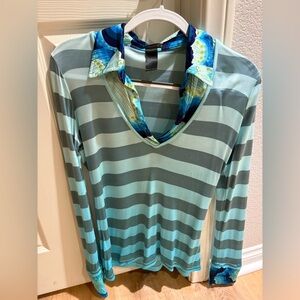 Custo Barcelona Striped V-Neck Long Sleeve Top